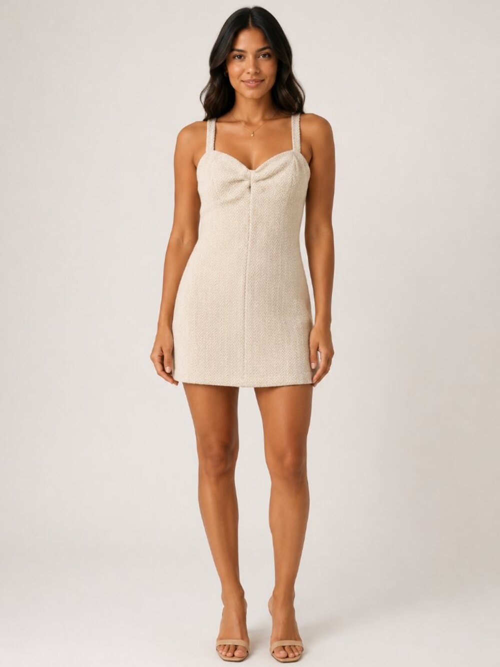 Animale Ivory Textured Cutout Cross Back Dress NWT Size M